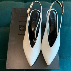 Tibi Lia White Slingback Pumps